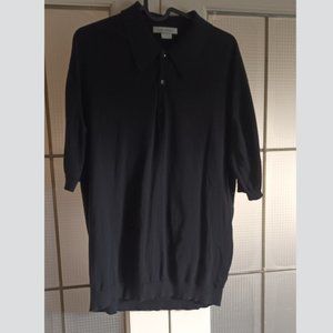 Brand NEW made in England John Smedley Men's Black Knit Polo Shirt(Size L)